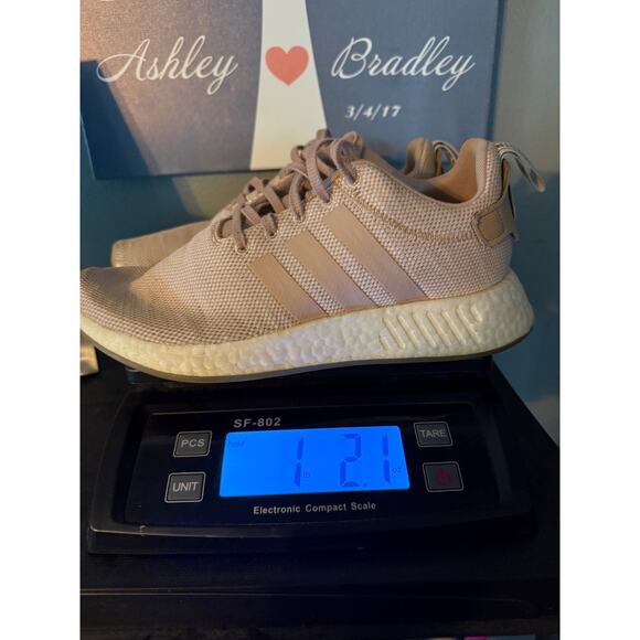 Adidas NMD R2 Womens Size 9 Tan Beige Navy Casual Running Sneakers Athleisure - Picture 13 of 13